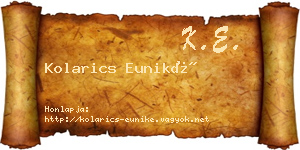 Kolarics Euniké névjegykártya